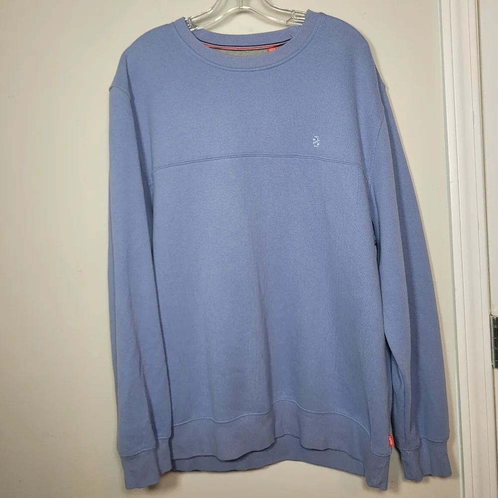 Izod Blue Pullover Crew Neck Fleece Lined Sweater sz XL